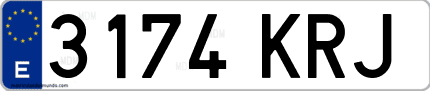 Ejemplo de matrícula de coche ordinaria 3174 KRJ