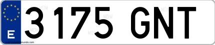 Ejemplo de matrícula española 3175 GNT