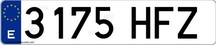 Ejemplo de matrícula española 3175 HFZ