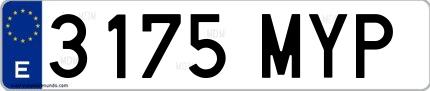 Ejemplo de matrícula de coche ordinaria 3175 MYP