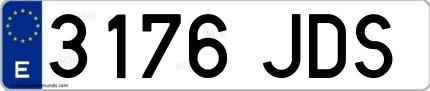 Ejemplo de matrícula española 3176 JDS
