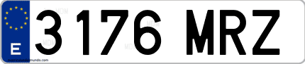 Ejemplo de matrícula de coche ordinaria 3176 MRZ