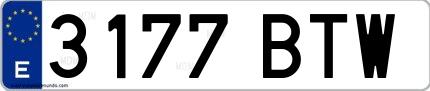 Ejemplo de matrícula española 3177 BTW