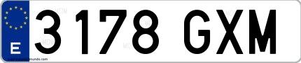 Ejemplo de matrícula española 3178 GXM