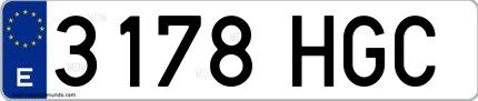 Ejemplo de matrícula española 3178 HGC