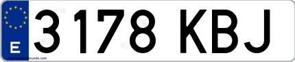 Ejemplo de matrícula española 3178 KBJ