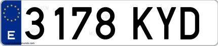 Ejemplo de matrícula española 3178 KYD
