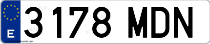 Ejemplo de matrícula de coche ordinaria 3178 MDN