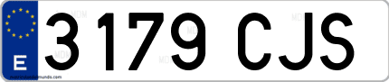 Ejemplo de matrícula de coche ordinaria 3179 CJS