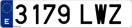 Ejemplo de matrícula española 3179 LWZ