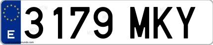 Ejemplo de matrícula española 3179 MKY