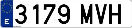 Ejemplo de matrícula española 3179 MVH