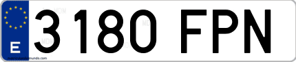 Ejemplo de matrícula de coche ordinaria 3180 FPN