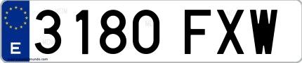 Ejemplo de matrícula española 3180 FXW
