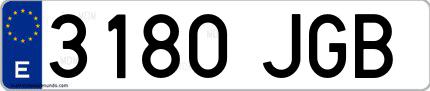 Ejemplo de matrícula española 3180 JGB