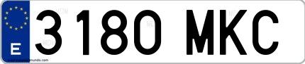 Ejemplo de matrícula española 3180 MKC