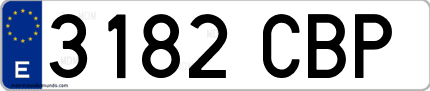 Ejemplo de matrícula de coche ordinaria 3182 CBP