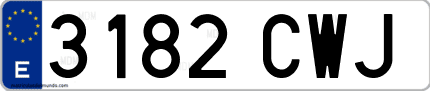 Ejemplo de matrícula de coche ordinaria 3182 CWJ