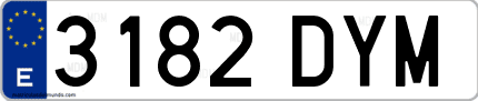 Ejemplo de matrícula de coche ordinaria 3182 DYM