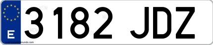 Ejemplo de matrícula española 3182 JDZ