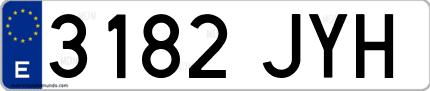 Ejemplo de matrícula de coche ordinaria 3182 JYH