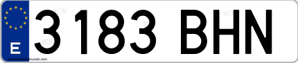Ejemplo de matrícula de coche ordinaria 3183 BHN
