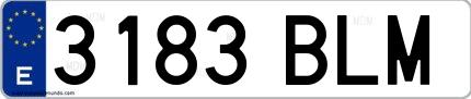 Ejemplo de matrícula española 3183 BLM