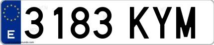 Ejemplo de matrícula española 3183 KYM