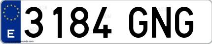 Ejemplo de matrícula española 3184 GNG