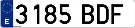 Ejemplo de matrícula española 3185 BDF