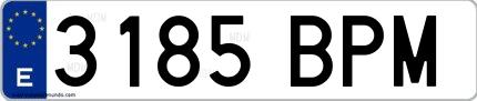 Ejemplo de matrícula española 3185 BPM