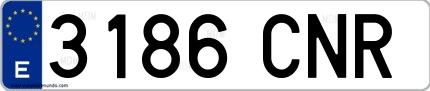 Ejemplo de matrícula española 3186 CNR