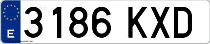 Ejemplo de matrícula española 3186 KXD