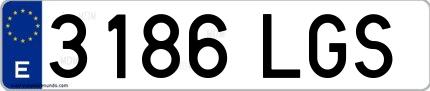 Ejemplo de matrícula española 3186 LGS