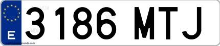 Ejemplo de matrícula española 3186 MTJ