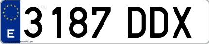 Ejemplo de matrícula española 3187 DDX
