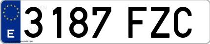 Ejemplo de matrícula española 3187 FZC
