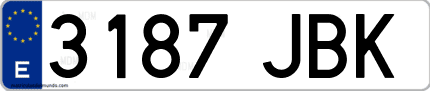 Ejemplo de matrícula de coche ordinaria 3187 JBK