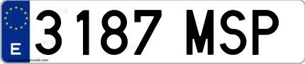 Ejemplo de matrícula española 3187 MSP