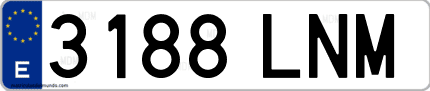 Ejemplo de matrícula de coche ordinaria 3188 LNM