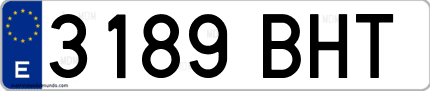 Ejemplo de matrícula de coche ordinaria 3189 BHT