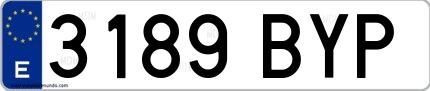 Ejemplo de matrícula española 3189 BYP