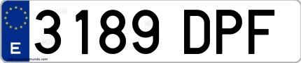 Ejemplo de matrícula española 3189 DPF