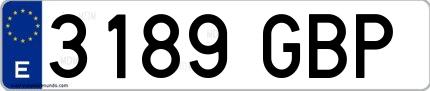 Ejemplo de matrícula española 3189 GBP