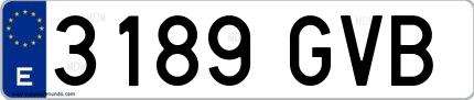 Ejemplo de matrícula española 3189 GVB