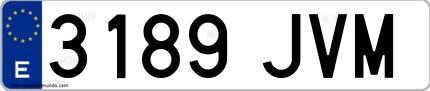 Ejemplo de matrícula española 3189 JVM