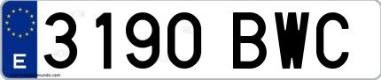 Ejemplo de matrícula española 3190 BWC
