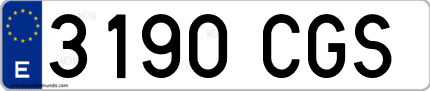 Ejemplo de matrícula de coche ordinaria 3190 CGS
