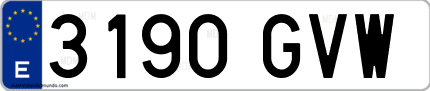 Ejemplo de matrícula de coche ordinaria 3190 GVW