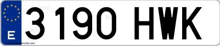 Ejemplo de matrícula española 3190 HWK